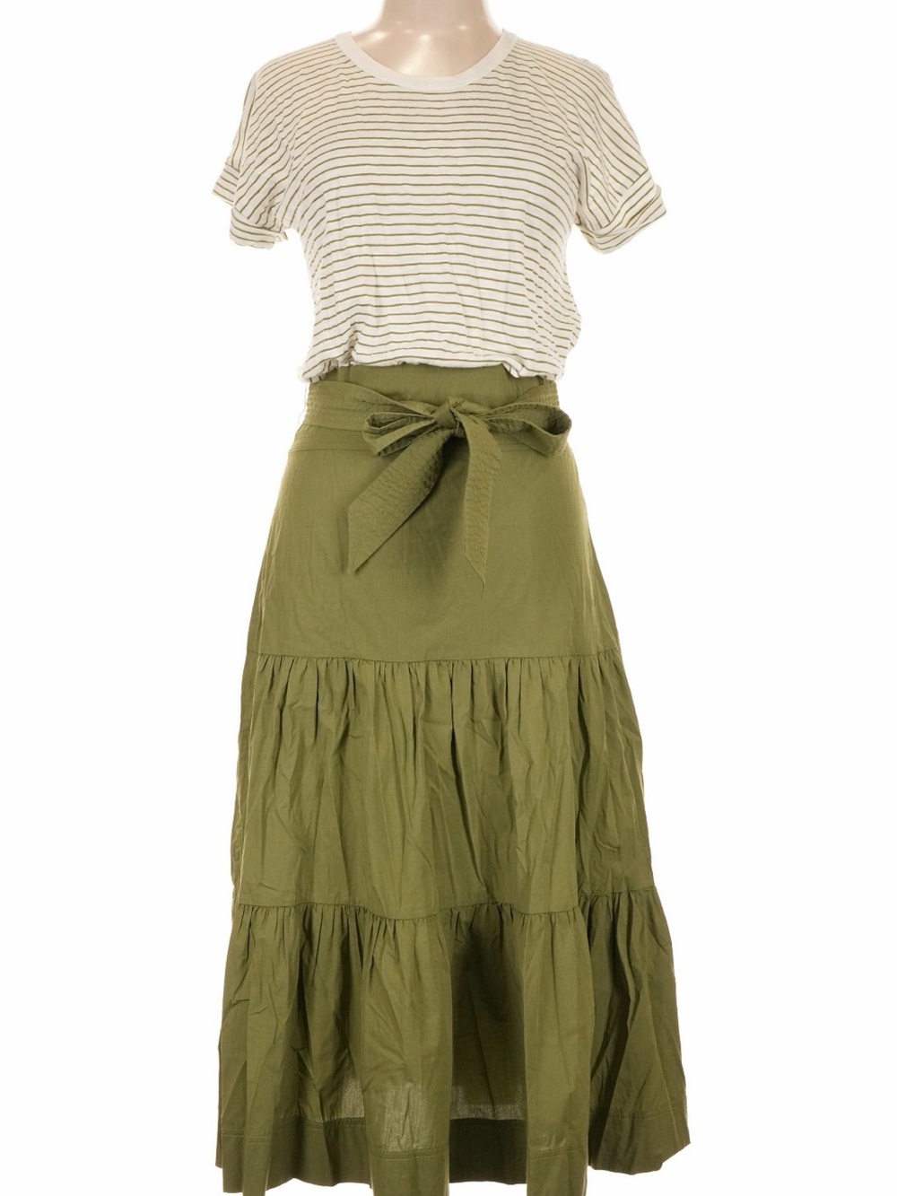 Veronica Beard Trail Mixed Media Belted Tiered Midi Dress L - Picture 2 of 4